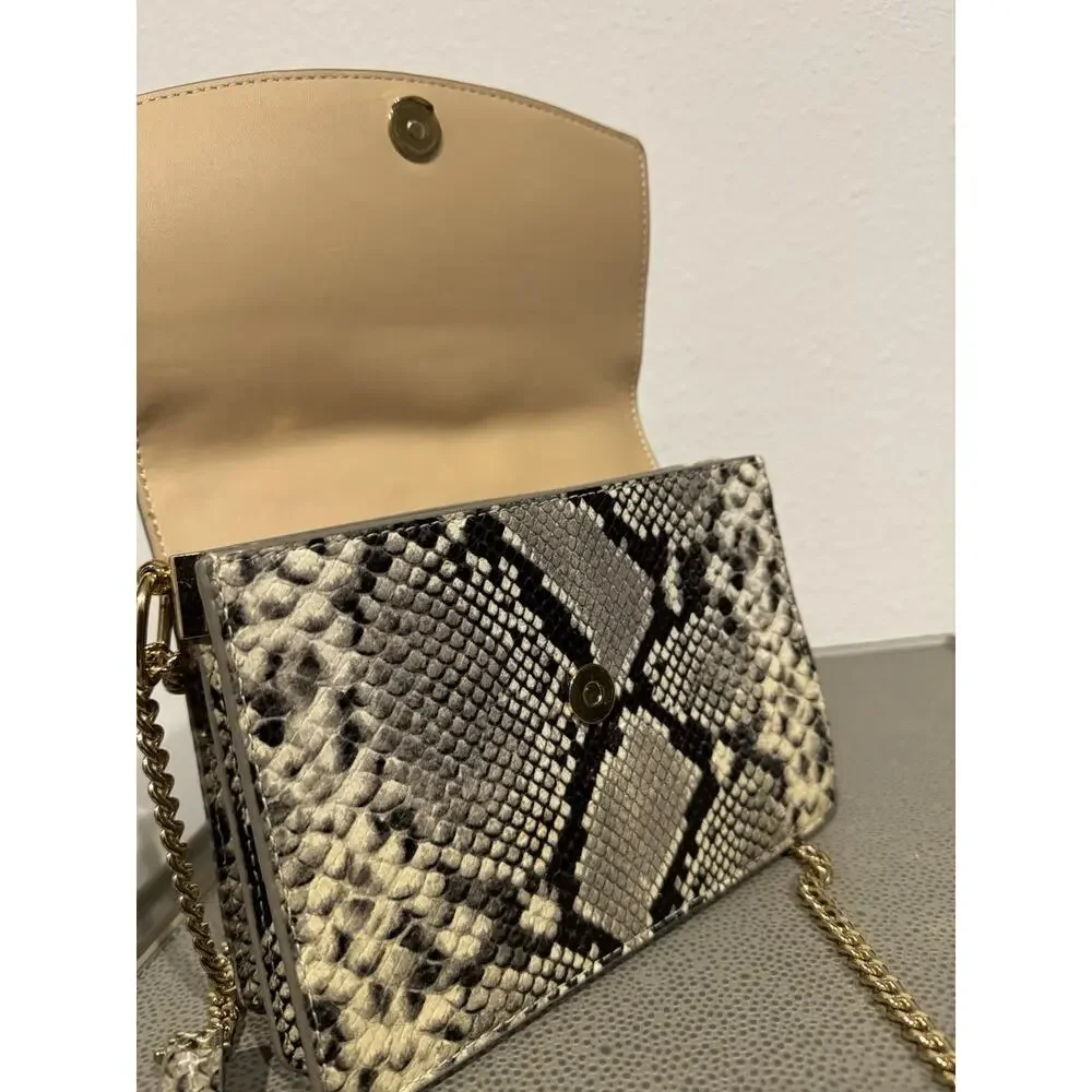 Tory Burch Python Snakeskin Print Leather flap crossbody or hand bag